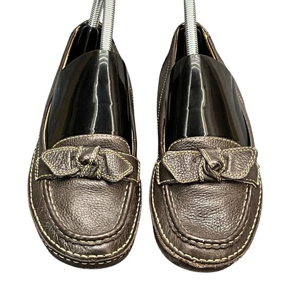 Naturalizer Levity Brown Bow Leather Slip On Comfort Driving Loafer Women 7.5 - Picture 2 of 8